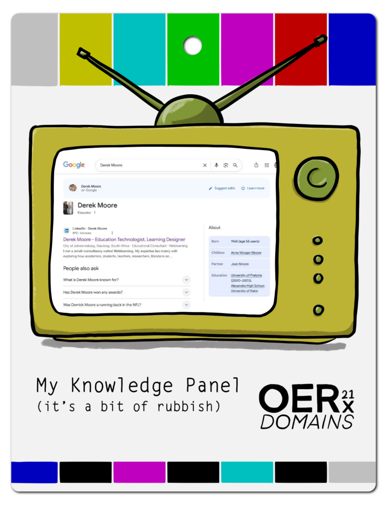 Screen with Derek Moore’s Knowledge Panel