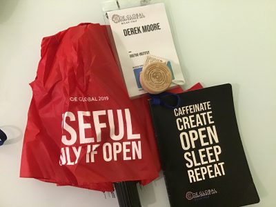 Image of swag from the open conference