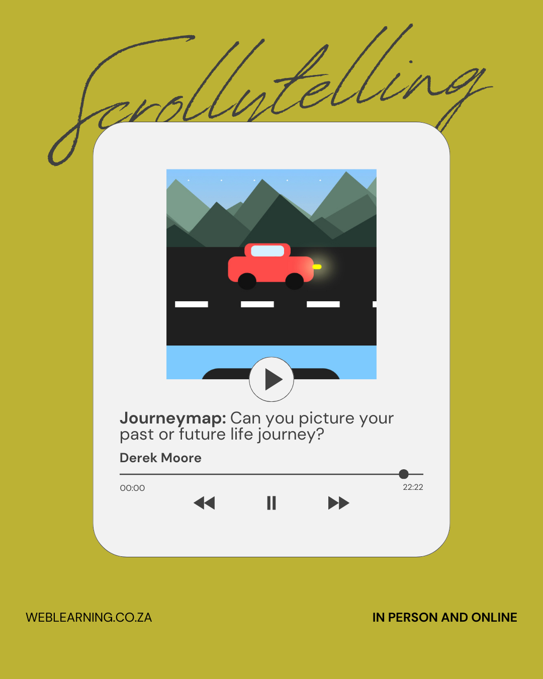Image of a a small red car as the thumnail pic on a podcast interface
